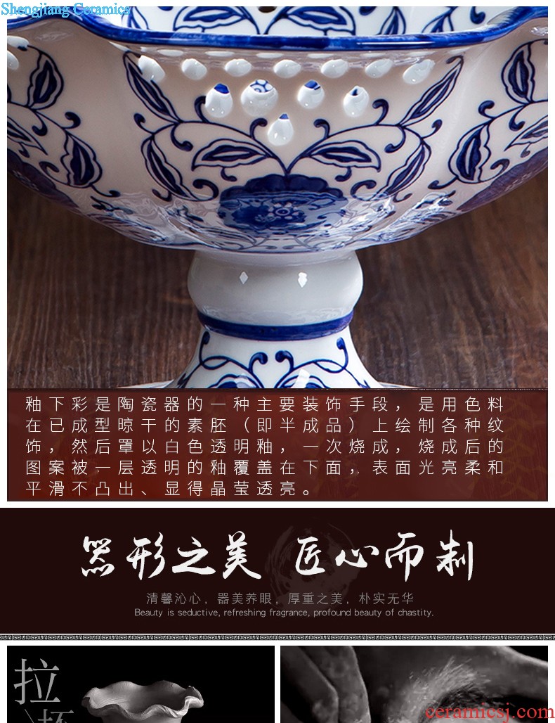 Jingdezhen ceramic famille rose 160 blue and white porcelain vases, hand-painted bucket color lotus The sitting room home handicraft furnishing articles