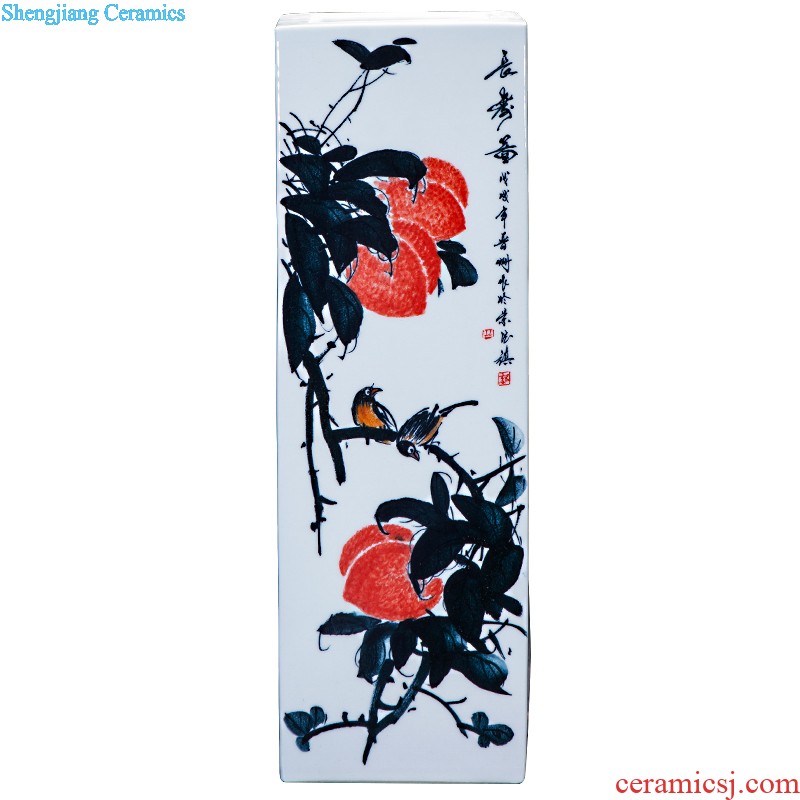 Master of jingdezhen ceramics hand-painted quiver jiangnan town blue and white porcelain vase painting and calligraphy calligraphy and painting study furnishing articles