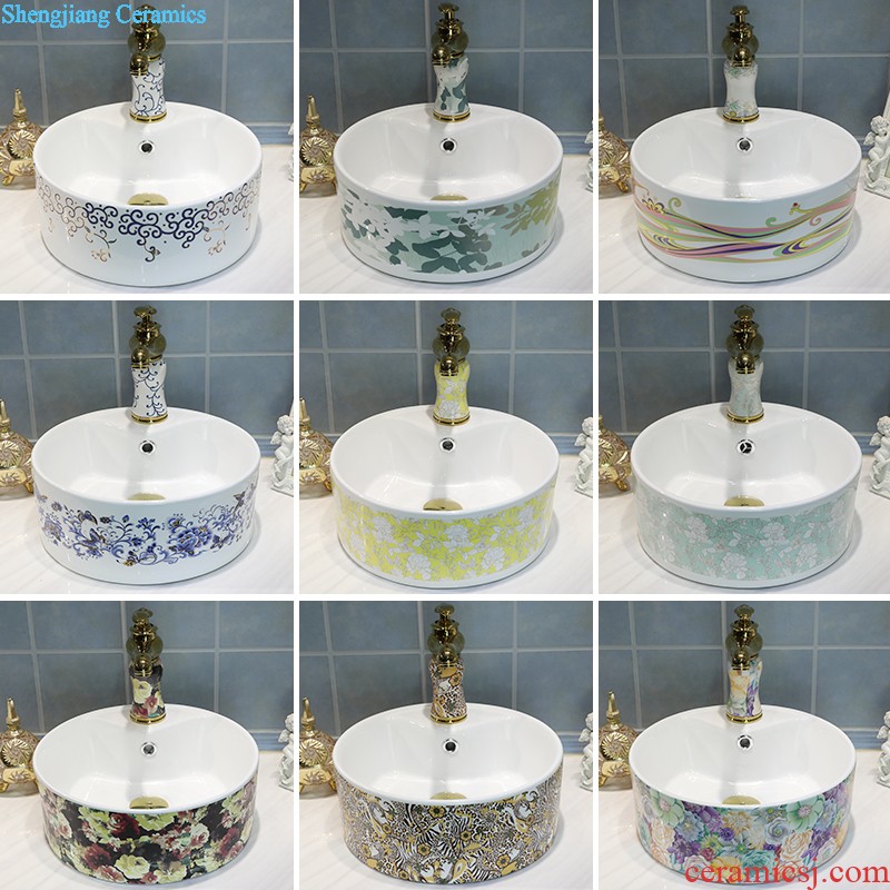 European rose stage basin rectangle ceramic household bowl lavatory basin sink art Mosaic gold sink