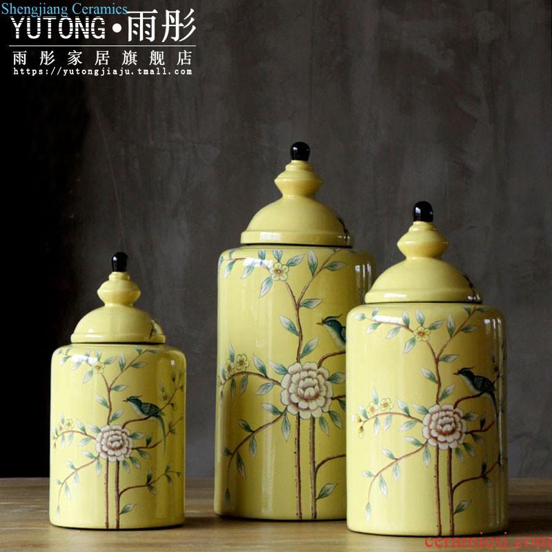 New Chinese style manual contemporary and contracted ceramic pot Creative hand-painted cans sitting room Nordic home decoration vase furnishing articles