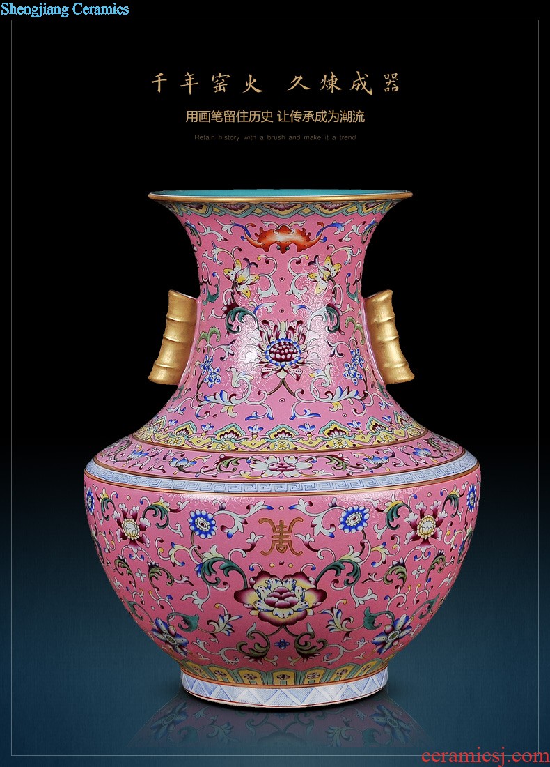 Jingdezhen ceramics powder enamel archaize tong qu wooden stick vases, flower arranging Chinese style classical home furnishing articles