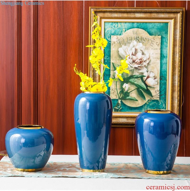 Jingdezhen ceramics Hand-painted glaze color antique kiln crack under glaze blue and white porcelain vases, the sitting room of Chinese style furnishing articles