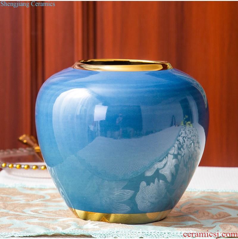 Jingdezhen ceramics Hand-painted glaze color antique kiln crack under glaze blue and white porcelain vases, the sitting room of Chinese style furnishing articles