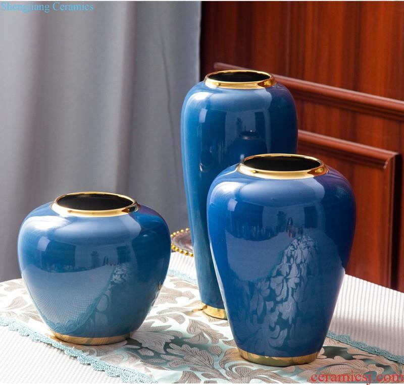 Jingdezhen ceramics Hand-painted glaze color antique kiln crack under glaze blue and white porcelain vases, the sitting room of Chinese style furnishing articles