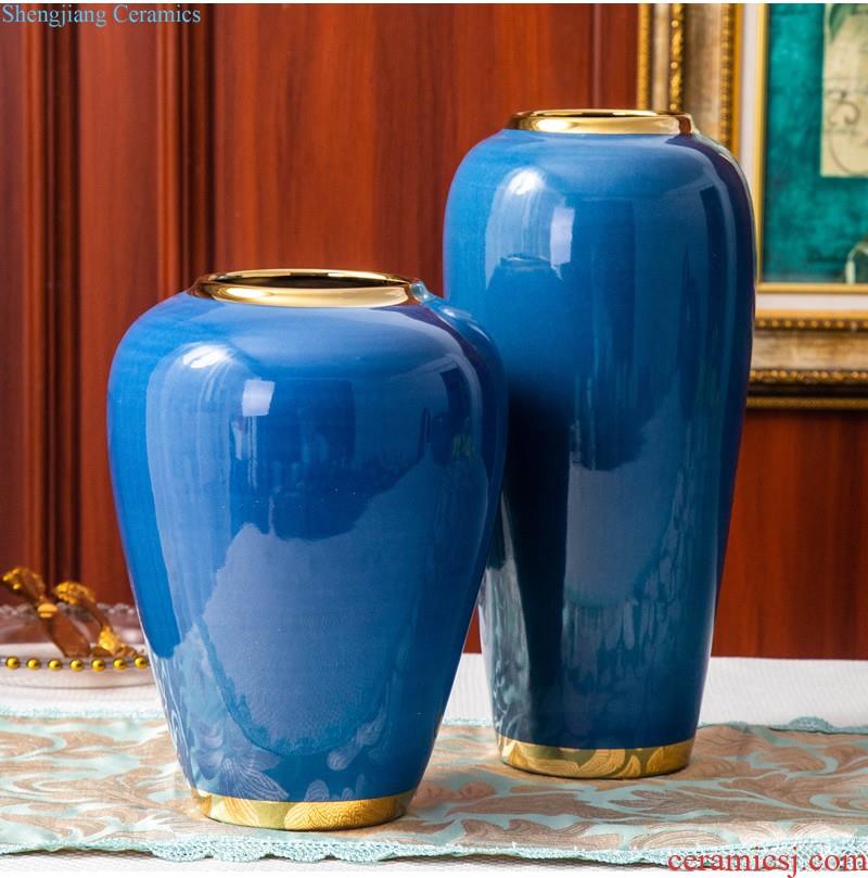 Jingdezhen ceramics Hand-painted glaze color antique kiln crack under glaze blue and white porcelain vases, the sitting room of Chinese style furnishing articles