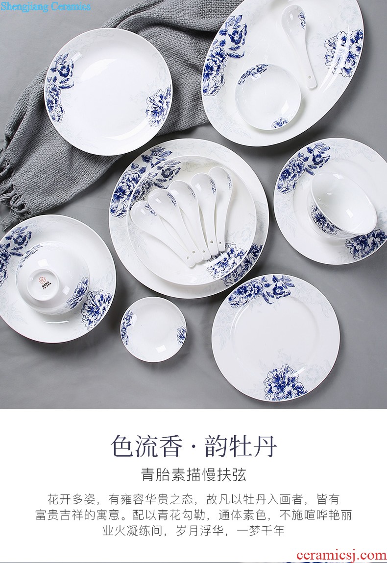 Bone China tableware suit 4 families with jingdezhen ceramic dishes suit Chinese dishes chopsticks combination For more