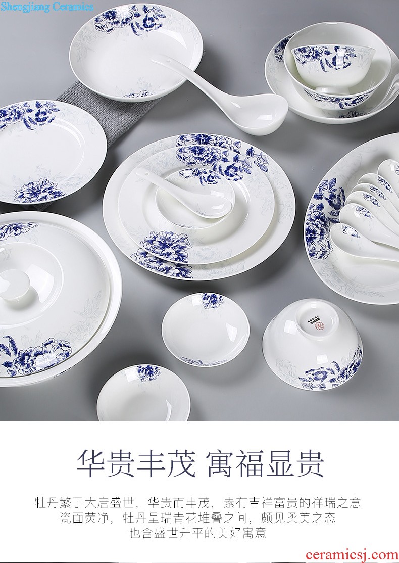 Bone China tableware suit 4 families with jingdezhen ceramic dishes suit Chinese dishes chopsticks combination For more