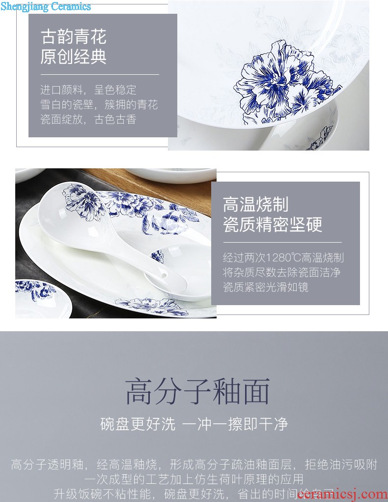 Bone China tableware suit 4 families with jingdezhen ceramic dishes suit Chinese dishes chopsticks combination For more