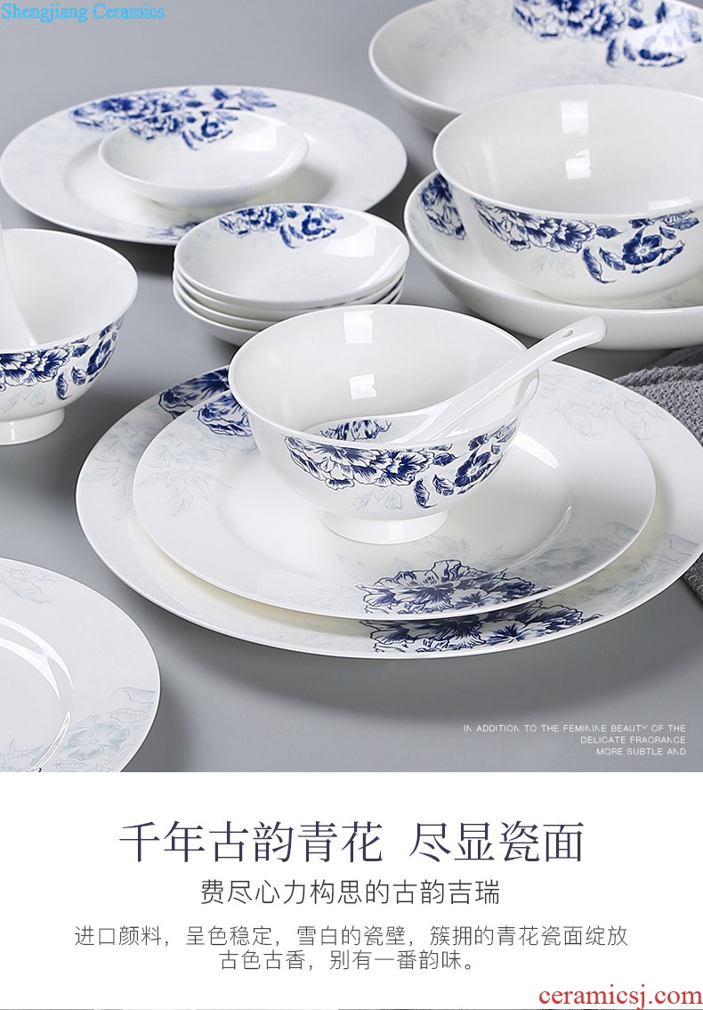 Bone China tableware suit 4 families with jingdezhen ceramic dishes suit Chinese dishes chopsticks combination For more