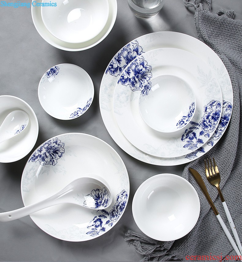 Bone China tableware suit 4 families with jingdezhen ceramic dishes suit Chinese dishes chopsticks combination For more