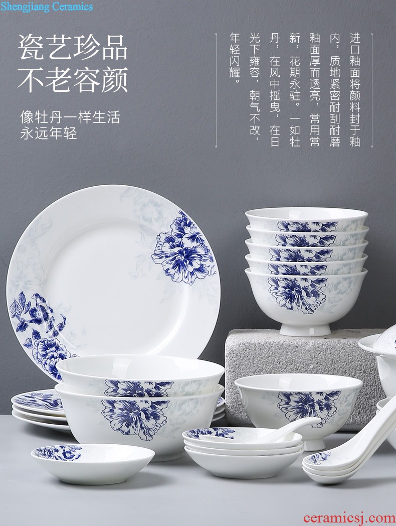 Bone China tableware suit 4 families with jingdezhen ceramic dishes suit Chinese dishes chopsticks combination For more