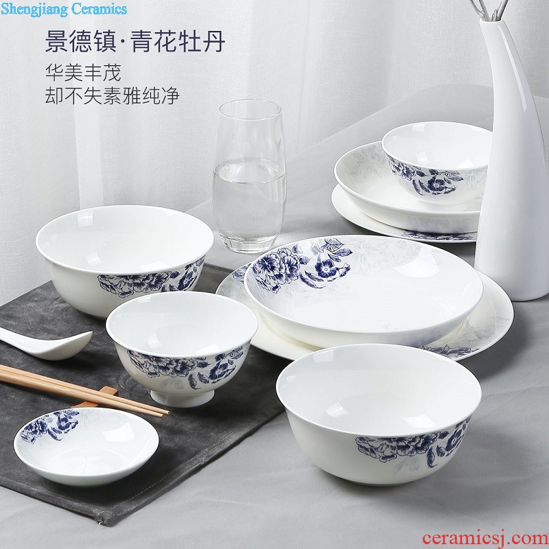 Bone China tableware suit 4 families with jingdezhen ceramic dishes suit Chinese dishes chopsticks combination For more