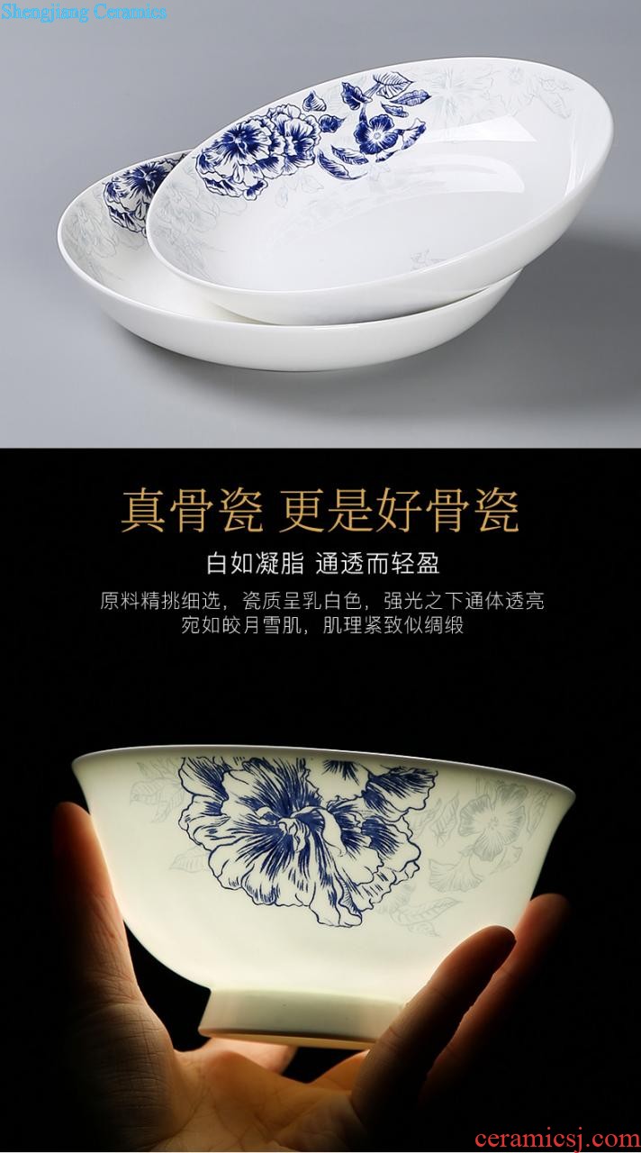 Bone China tableware suit 4 families with jingdezhen ceramic dishes suit Chinese dishes chopsticks combination For more