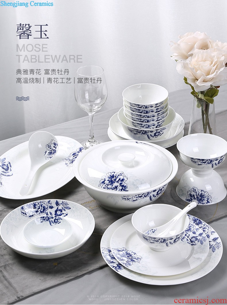 Bone China tableware suit 4 families with jingdezhen ceramic dishes suit Chinese dishes chopsticks combination For more