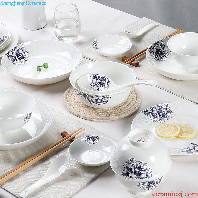 Bone China tableware suit 4 families with jingdezhen ceramic dishes suit Chinese dishes chopsticks combination For more