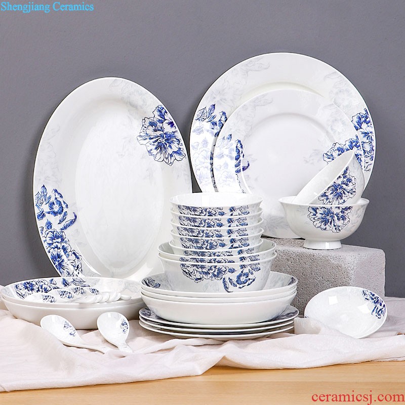 Bone China tableware suit 4 families with jingdezhen ceramic dishes suit Chinese dishes chopsticks combination For more