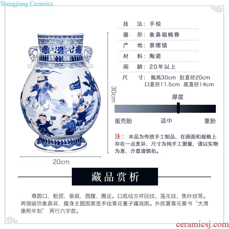 Jingdezhen ceramics hand-painted pastel scenery decorative vase sitting room of new Chinese style household furnishing articles collection arranging flowers