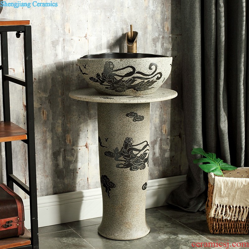 M beautiful ceramic pillar square small floor type lavatory basin one-piece lavabo vertical column basin of household