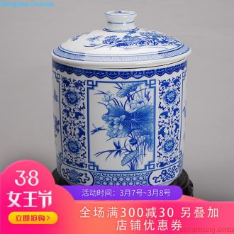 066 jingdezhen blue and white hand-painted ceramic archaize square storage tank kimchi The tea pot home decoration