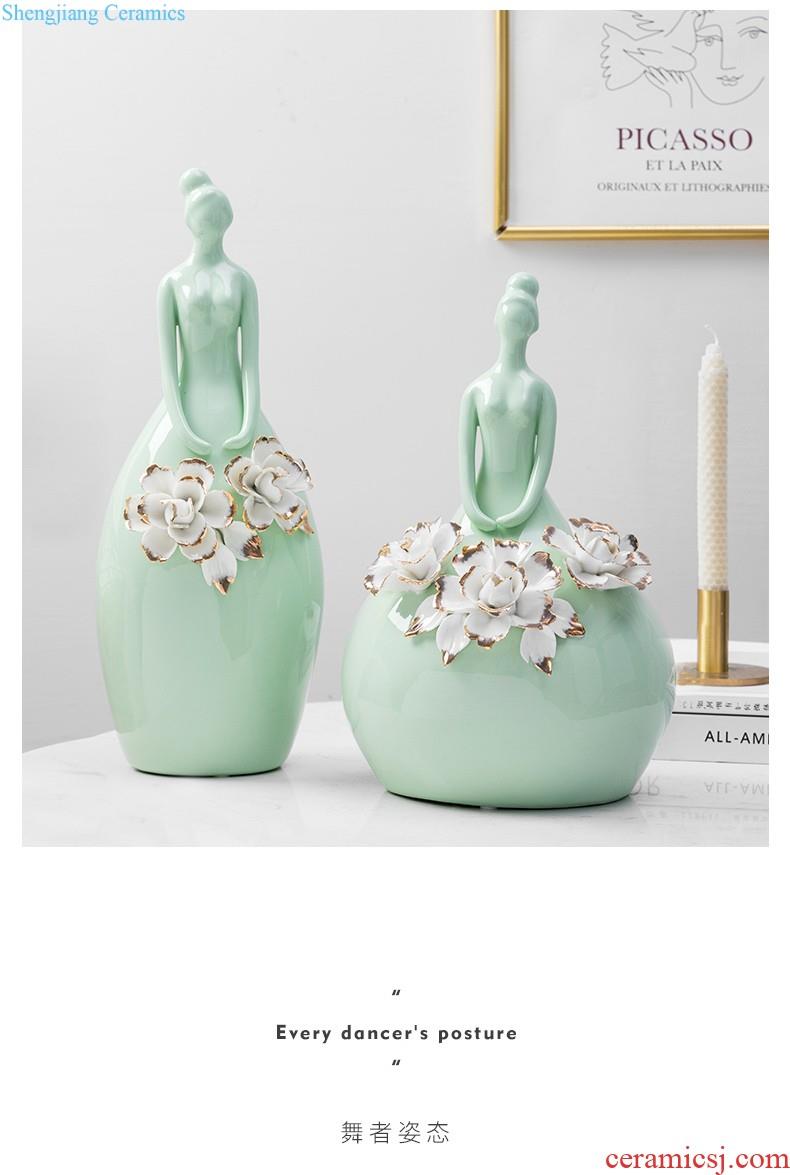 New Chinese jingdezhen ceramic simulation flowers floral variable glaze decorations TV ark Creative vase furnishing articles