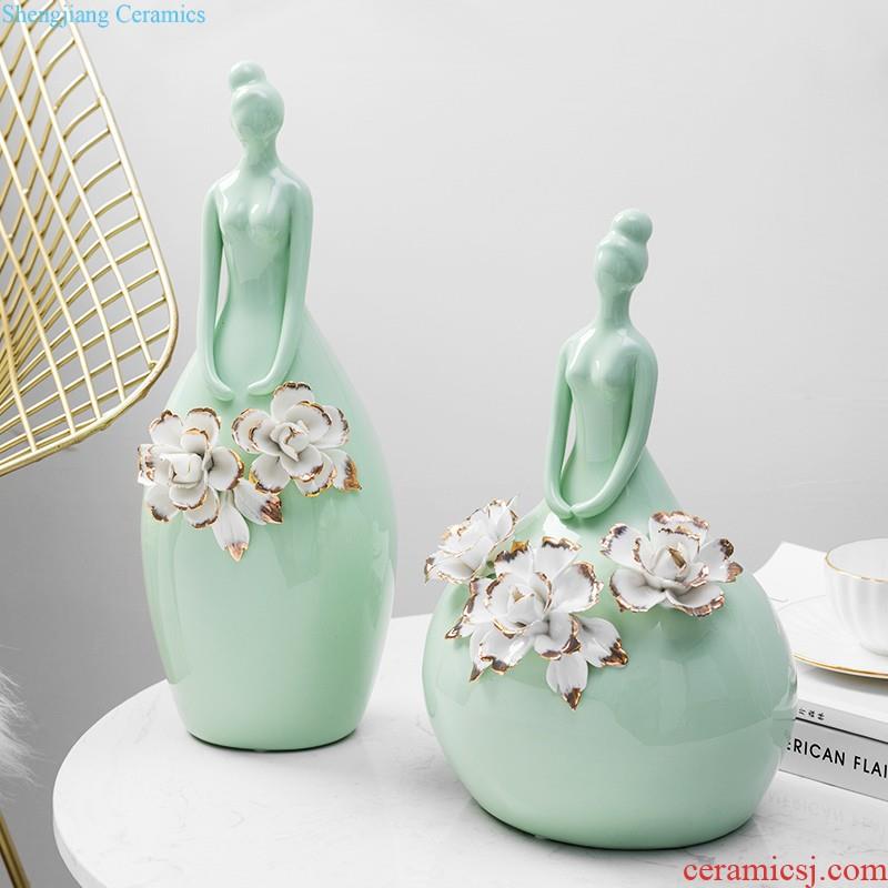 New Chinese jingdezhen ceramic simulation flowers floral variable glaze decorations TV ark Creative vase furnishing articles