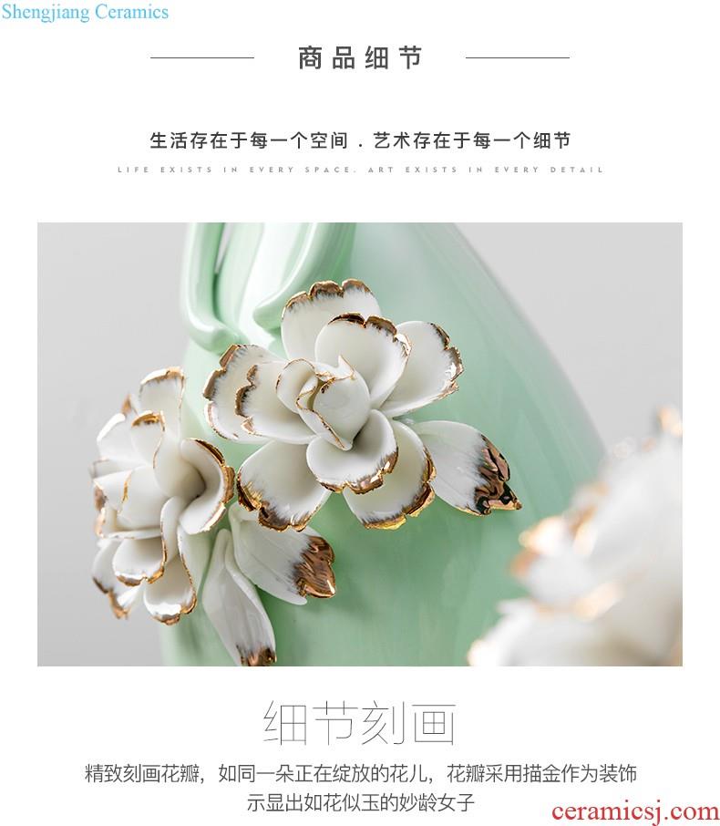 New Chinese jingdezhen ceramic simulation flowers floral variable glaze decorations TV ark Creative vase furnishing articles