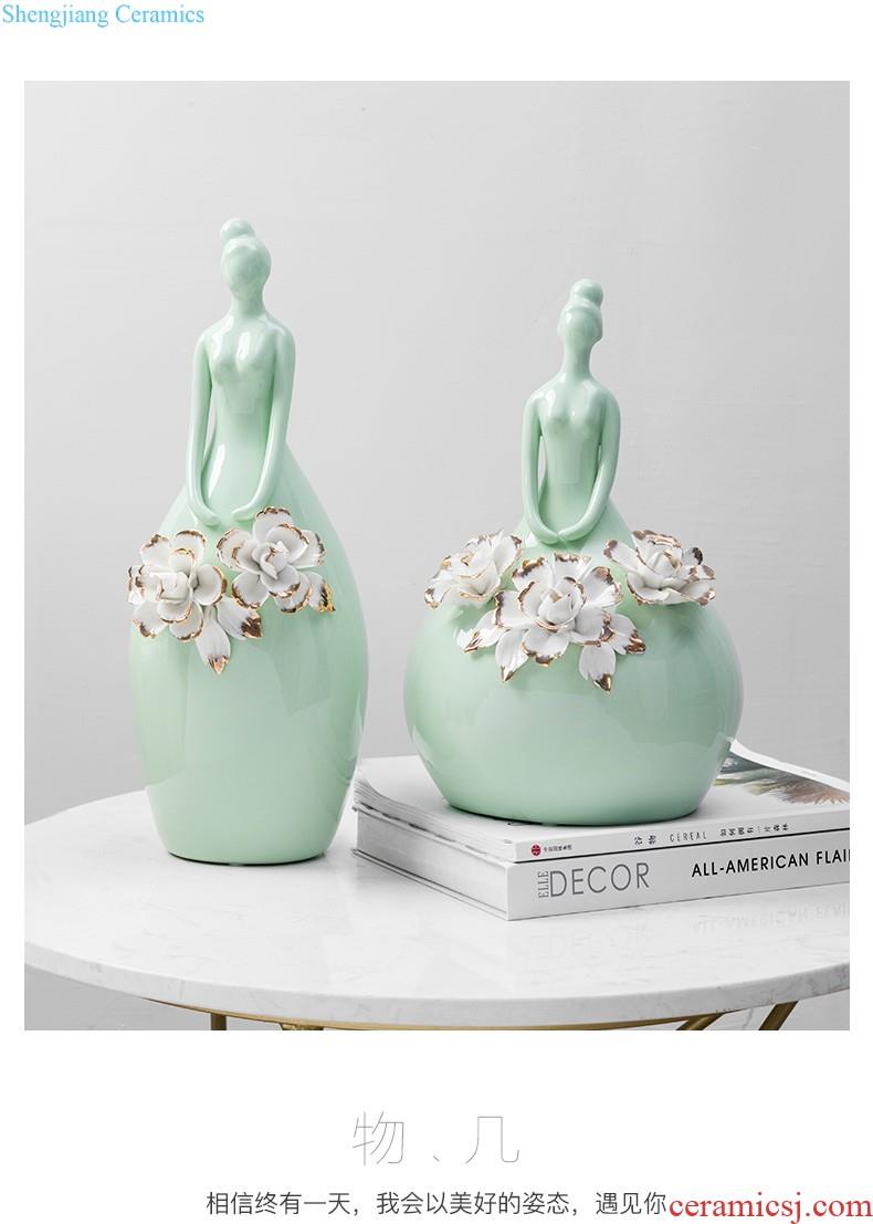 New Chinese jingdezhen ceramic simulation flowers floral variable glaze decorations TV ark Creative vase furnishing articles