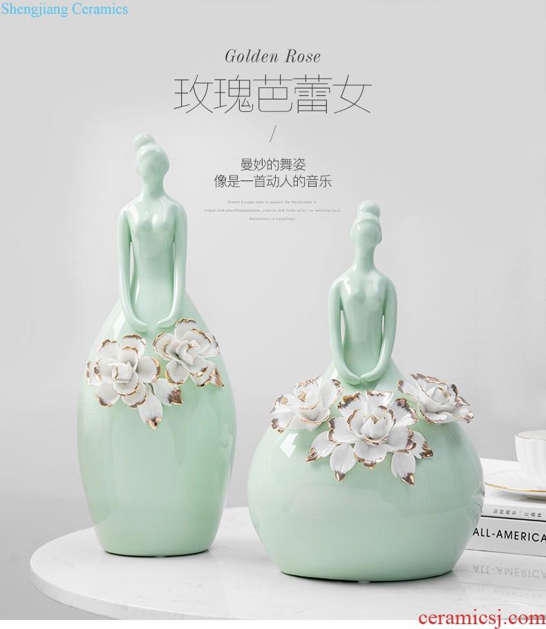 New Chinese jingdezhen ceramic simulation flowers floral variable glaze decorations TV ark Creative vase furnishing articles