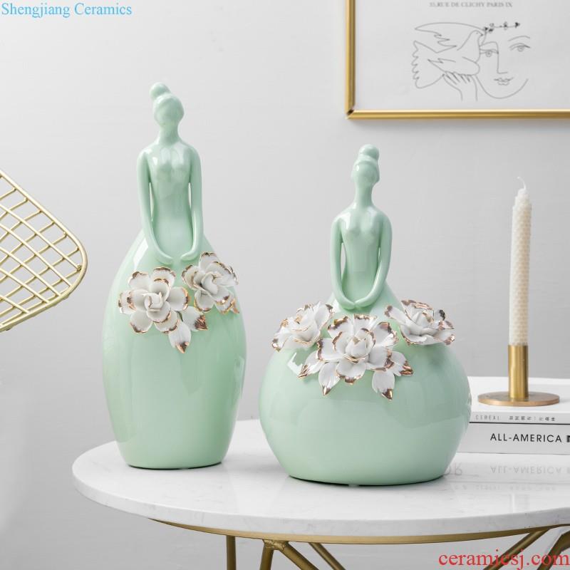 New Chinese jingdezhen ceramic simulation flowers floral variable glaze decorations TV ark Creative vase furnishing articles