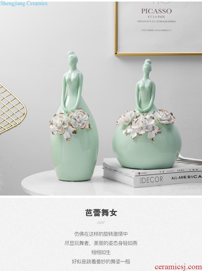 New Chinese jingdezhen ceramic simulation flowers floral variable glaze decorations TV ark Creative vase furnishing articles