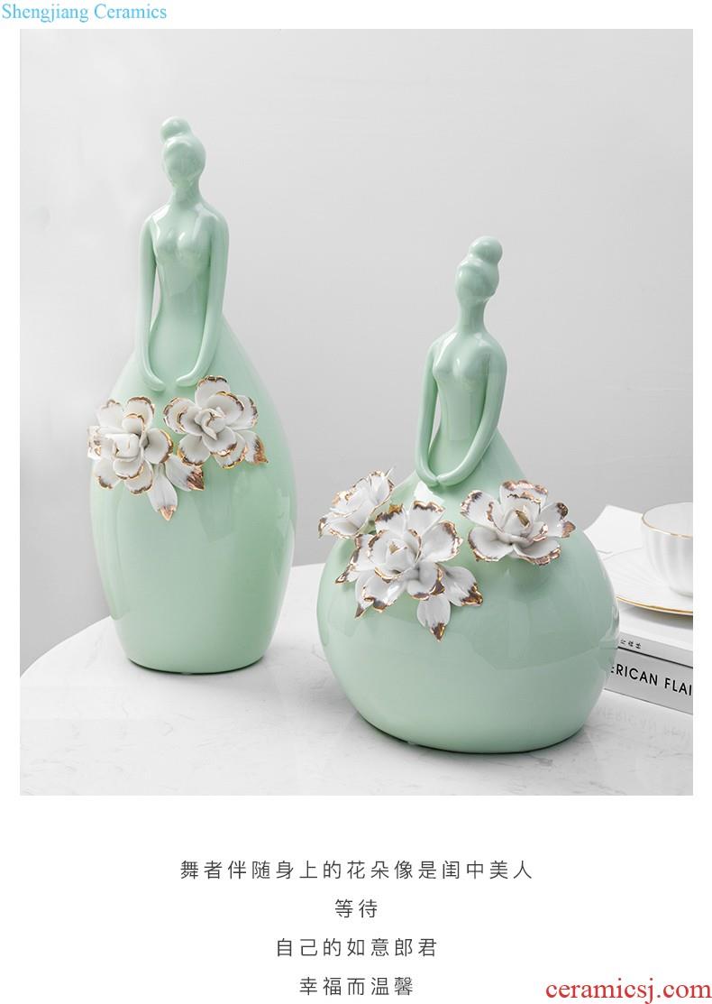 New Chinese jingdezhen ceramic simulation flowers floral variable glaze decorations TV ark Creative vase furnishing articles