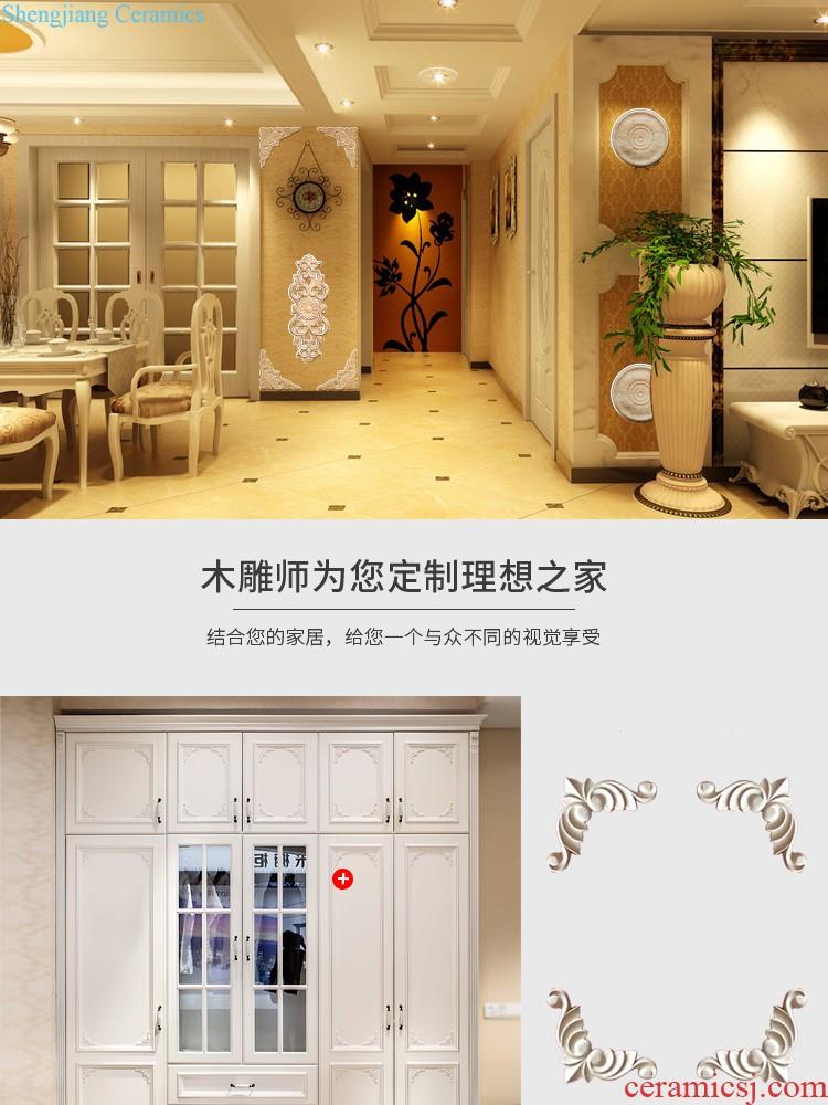 Square wood decal European small square wooden flower applique American furniture decoration for solid wood carving