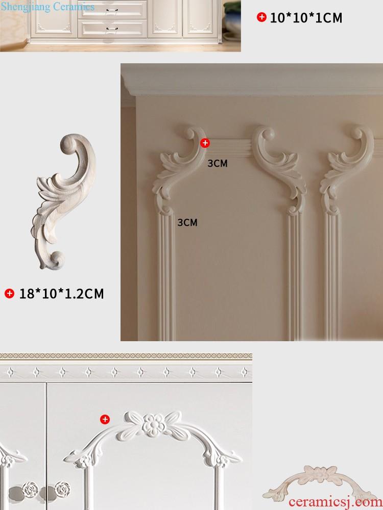 Square wood decal European small square wooden flower applique American furniture decoration for solid wood carving