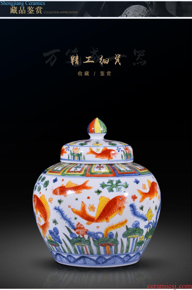 Jingdezhen ceramic bucket color flower vase sitting room the bedroom TV ark of new Chinese style household decorative items furnishing articles