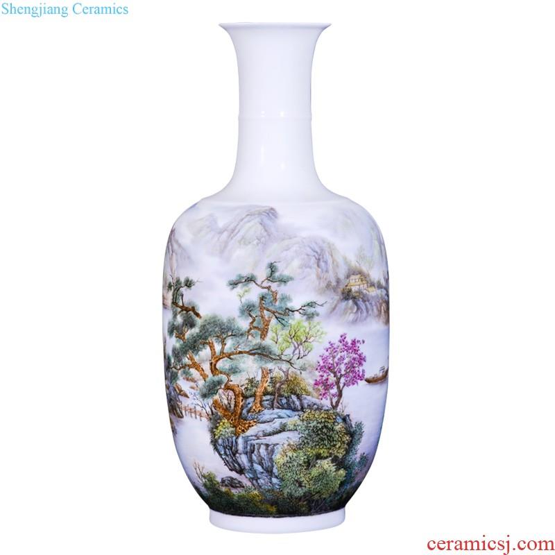 Jingdezhen ceramics hand-painted pastel of large vases, new Chinese style living room TV cabinet decoration collection furnishing articles