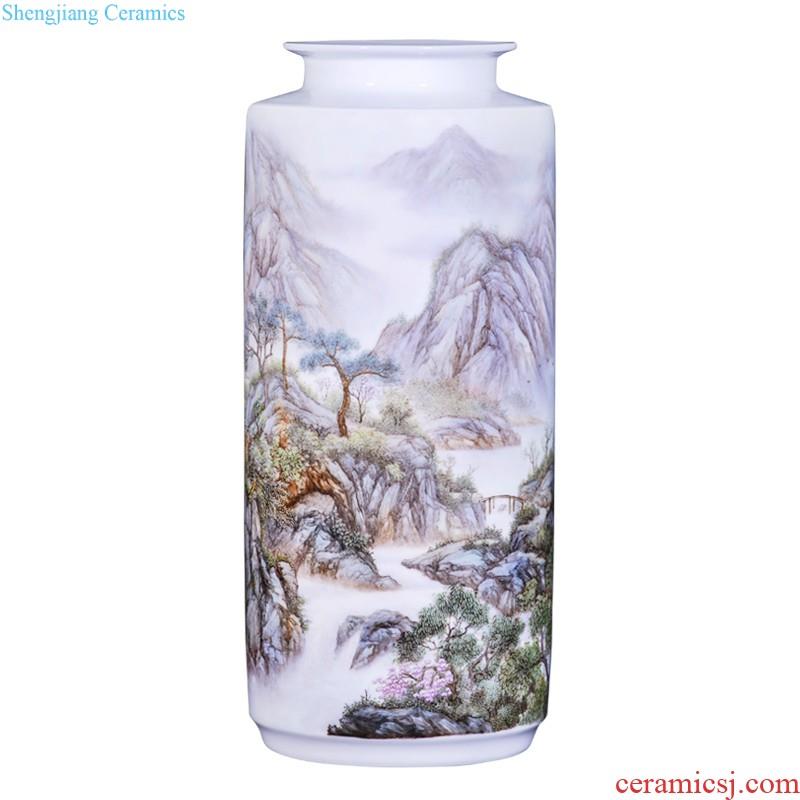 Jingdezhen ceramics hand-painted pastel yuanyang ground flower arranging large vases, new Chinese style decorates sitting room household furnishing articles