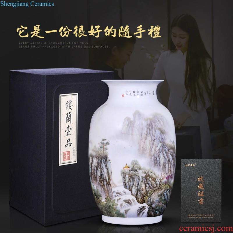 Jingdezhen ceramics hand-painted powder enamel decoration cylinder cornucopia of new Chinese style household furnishing articles sitting room collection