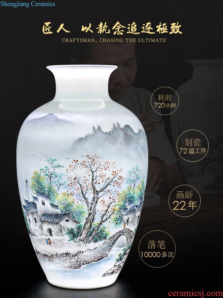 Jingdezhen ceramic knife clay hand-painted vases, flower arranging Chinese style household living room TV cabinet decoration handicraft furnishing articles