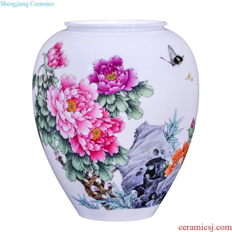 Archaize of jingdezhen ceramics powder enamel the blue colour flower vase Chinese decorative household items furnishing articles