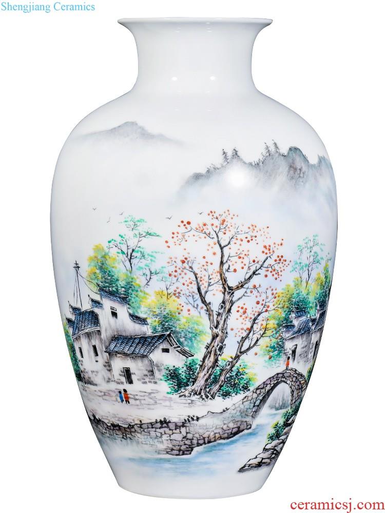 Jingdezhen ceramic knife clay hand-painted vases, flower arranging Chinese style household living room TV cabinet decoration handicraft furnishing articles