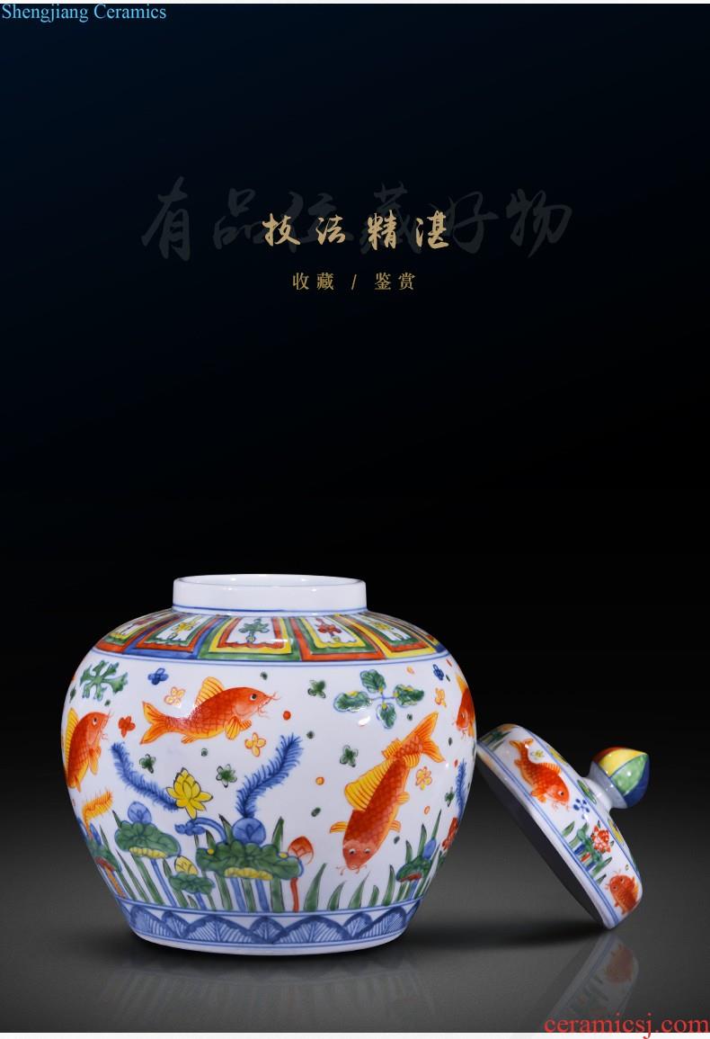 Jingdezhen ceramic bucket color flower vase sitting room the bedroom TV ark of new Chinese style household decorative items furnishing articles