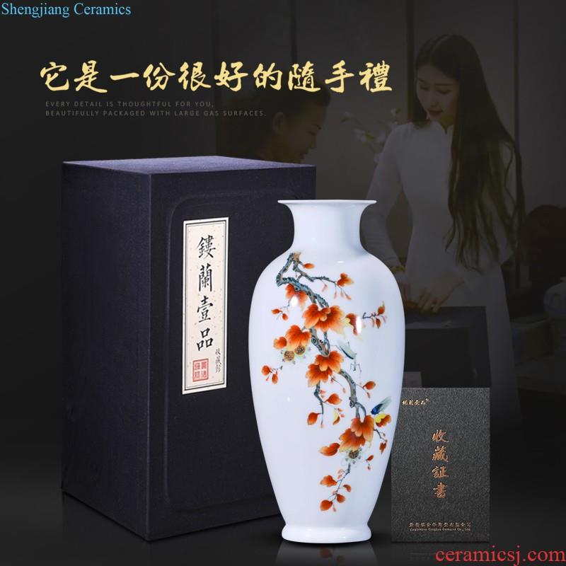 Jingdezhen ceramic antique colors branch lotus sweet grain fights celestial big vase Chinese decorative home furnishing articles collection