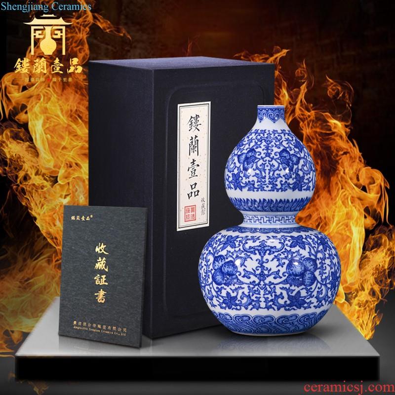 Jingdezhen ceramics hand-painted dress golden monkey offer longevity decoration as big new Chinese style household vase collection furnishing articles