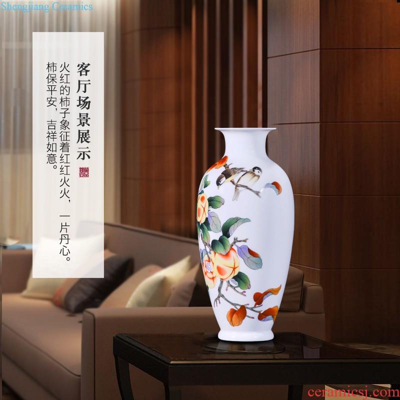 Jingdezhen ceramics hand-painted fu lu shou decoration floor vase sitting room of new Chinese style household collect bottles of furnishing articles