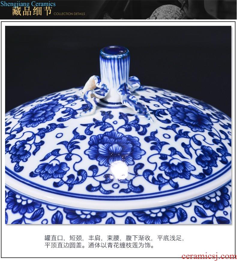 Jingdezhen ceramics imitation qing qianlong bound lotus flower tea pot of new Chinese style household adornment rich ancient frame furnishing articles sitting room