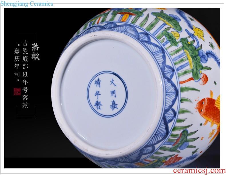 Jingdezhen ceramic bucket color flower vase sitting room the bedroom TV ark of new Chinese style household decorative items furnishing articles