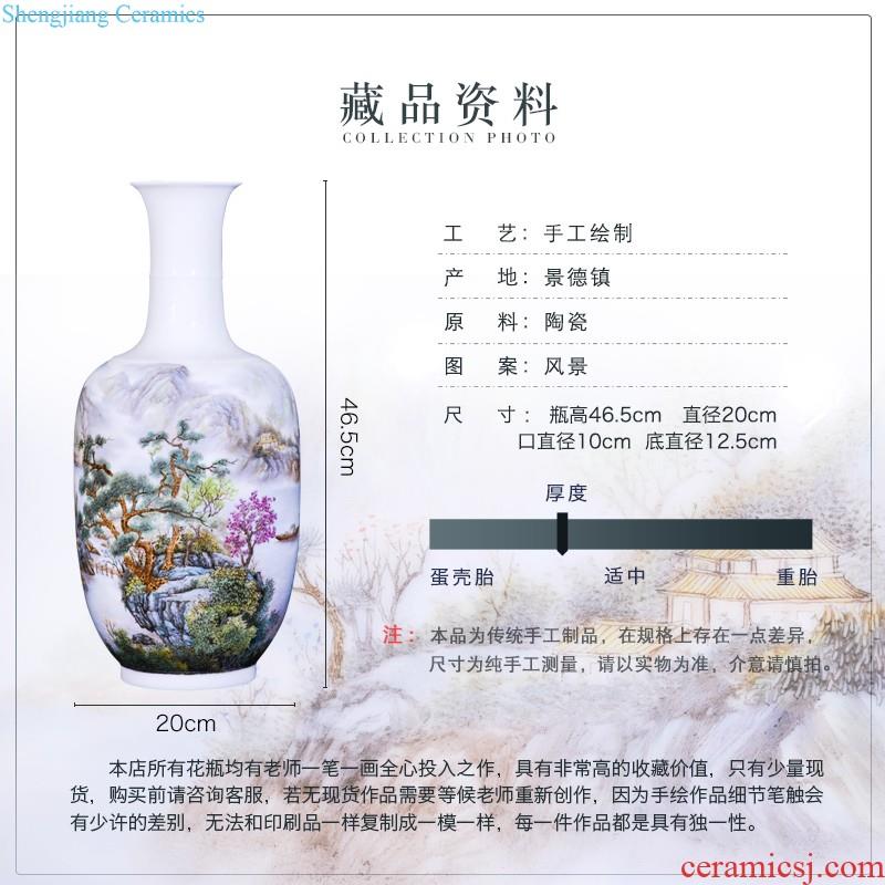 Jingdezhen ceramics hand-painted pastel of large vases, new Chinese style living room TV cabinet decoration collection furnishing articles