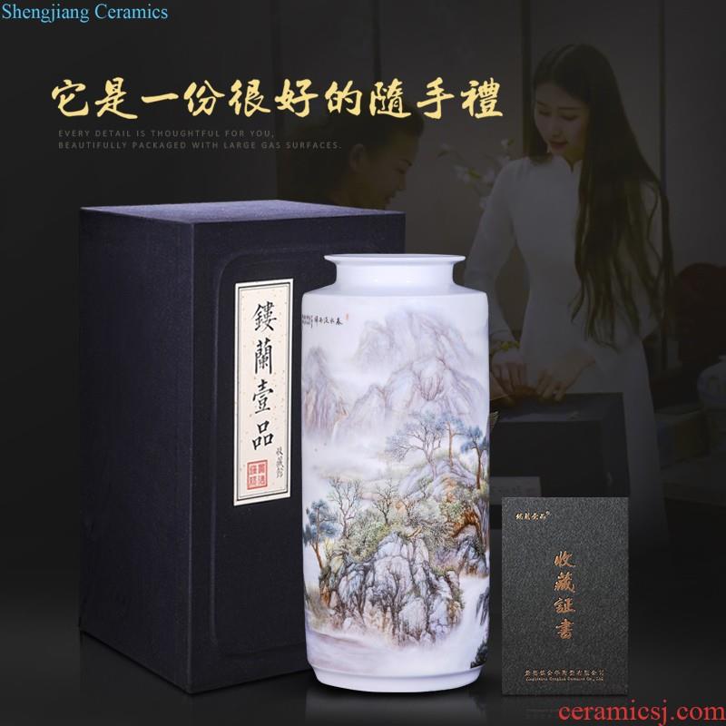 Jingdezhen ceramics hand-painted pastel yuanyang ground flower arranging large vases, new Chinese style decorates sitting room household furnishing articles