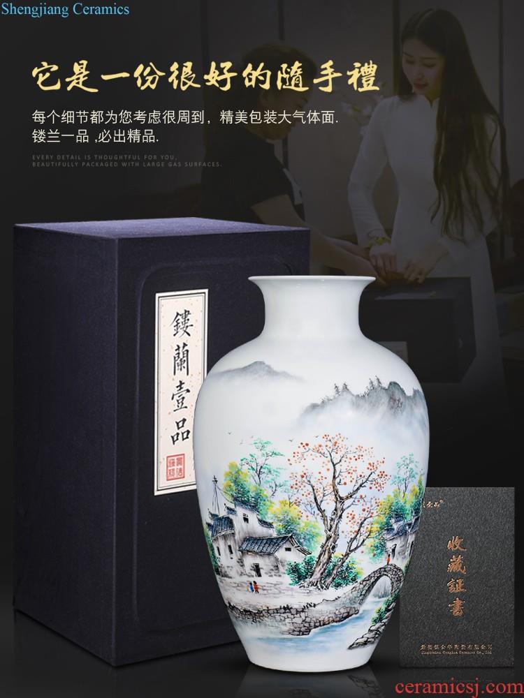 Jingdezhen ceramic knife clay hand-painted vases, flower arranging Chinese style household living room TV cabinet decoration handicraft furnishing articles