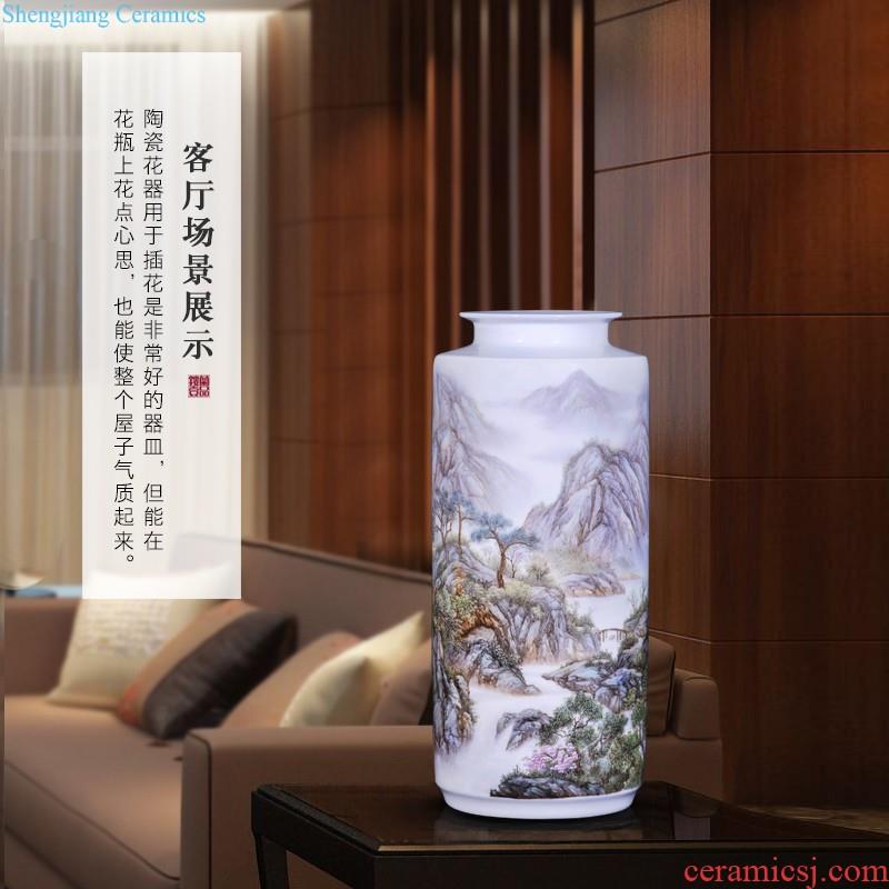 Jingdezhen ceramics hand-painted pastel yuanyang ground flower arranging large vases, new Chinese style decorates sitting room household furnishing articles